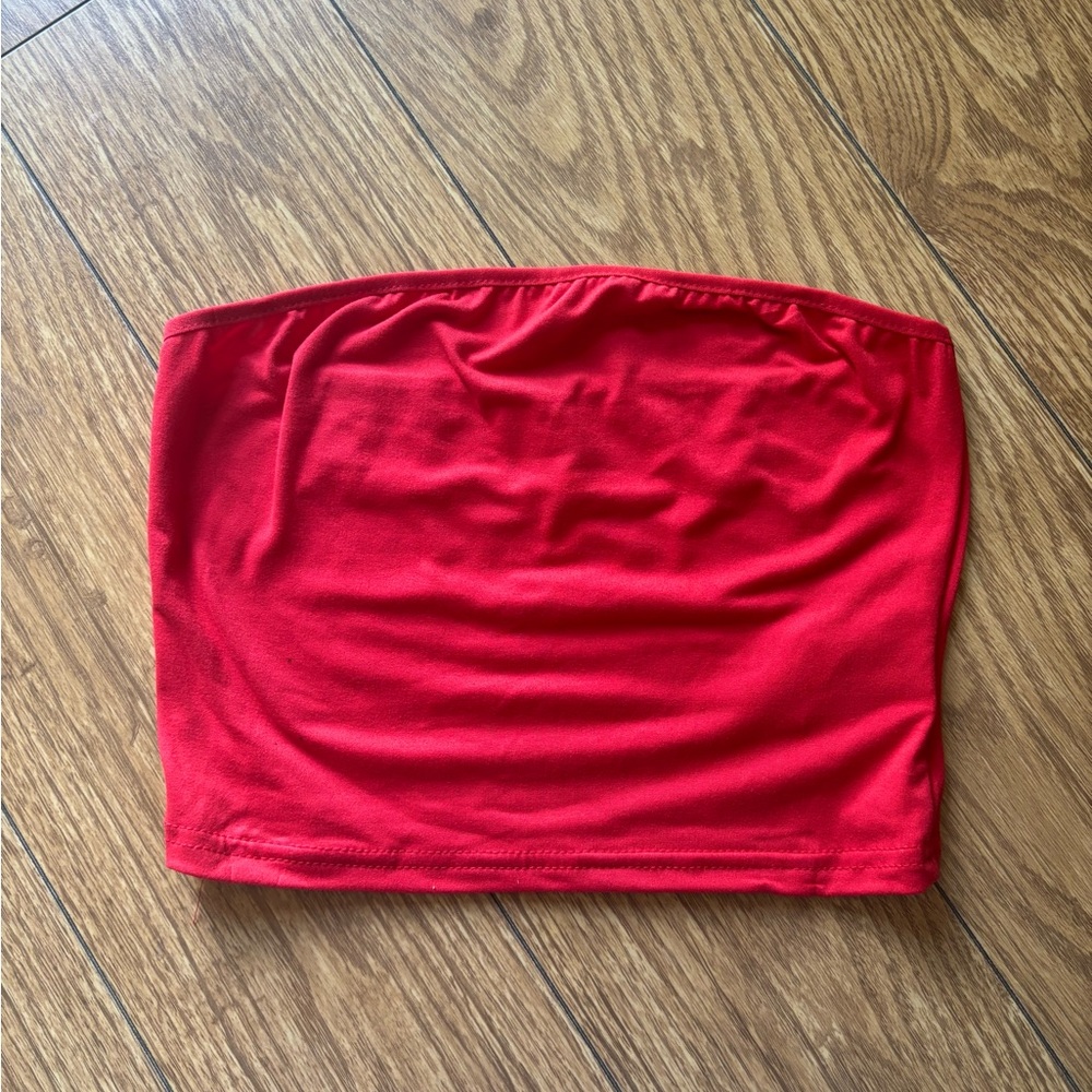 Red Strapless Tube Top